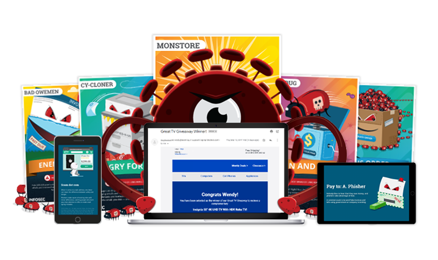Posters showing how supplementing training with posters and digital banners in your newsletters reinforces cybersecurity best practices.&nbsp;