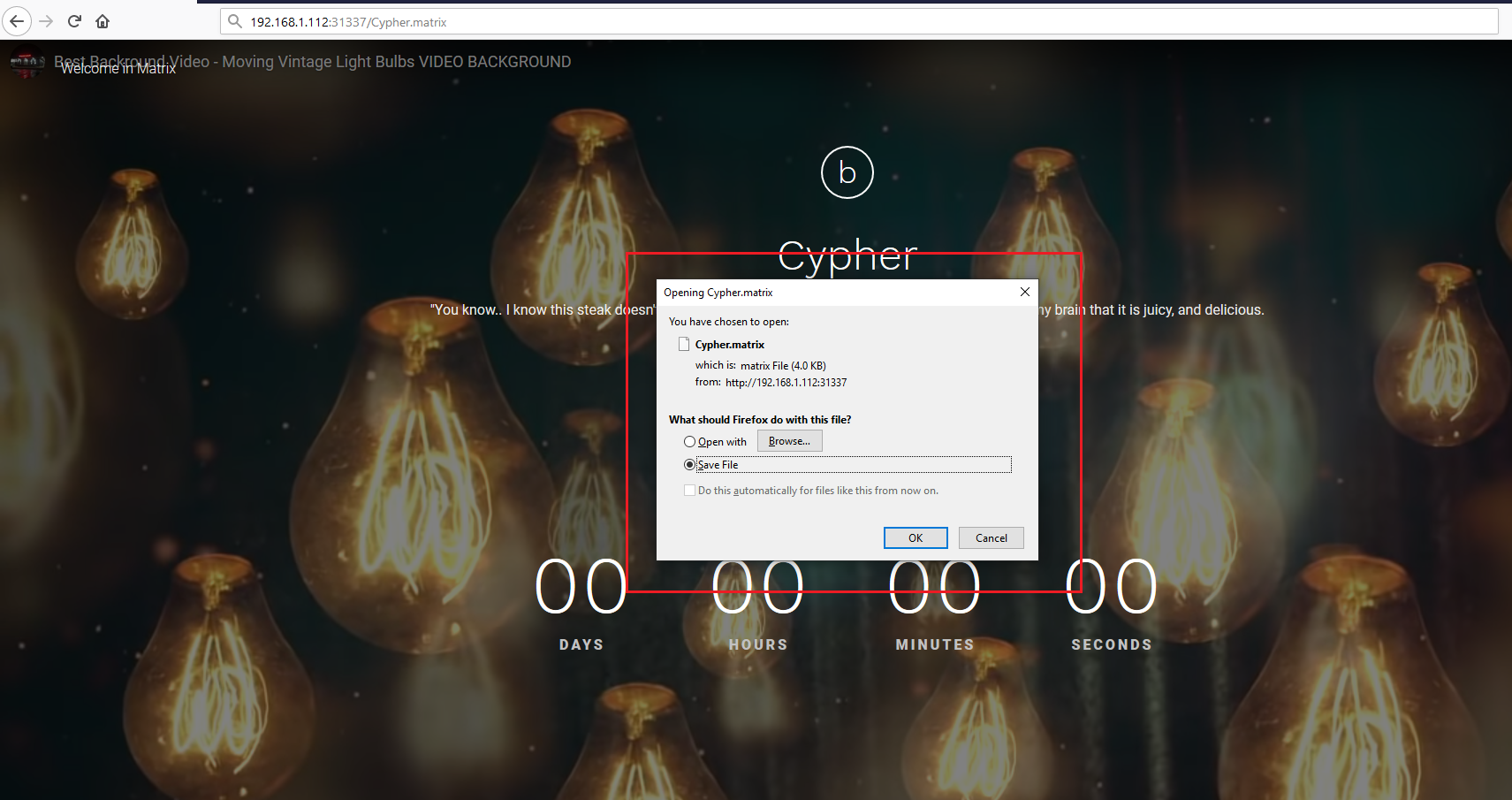 Matrix 1: CTF walkthrough