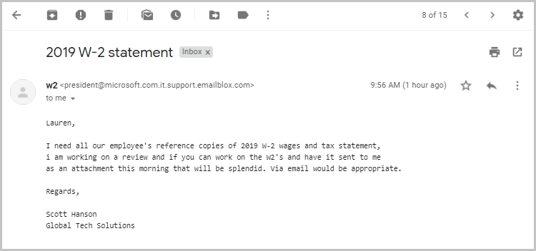 tax season phishing template