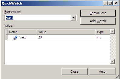 Figure 1.20 QuickWatch window