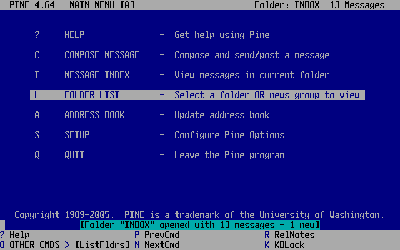 Pine email screenshot
